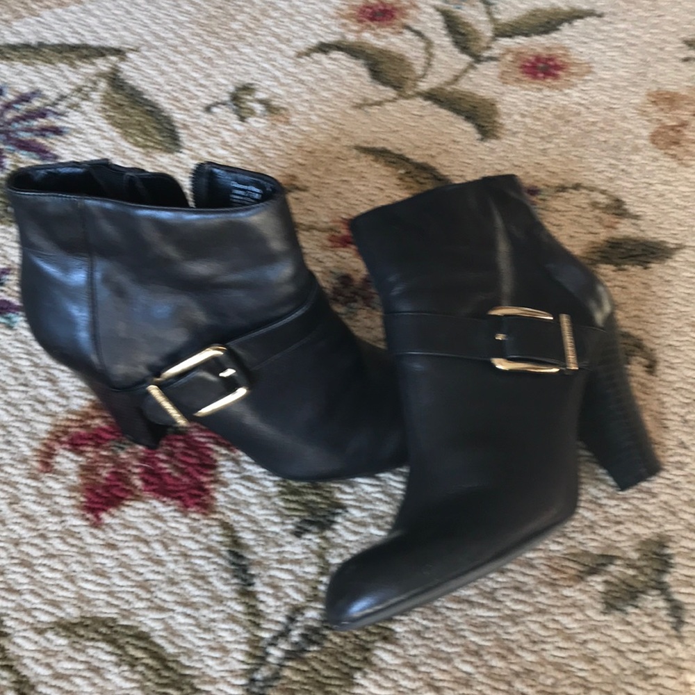 Leather upper black booties